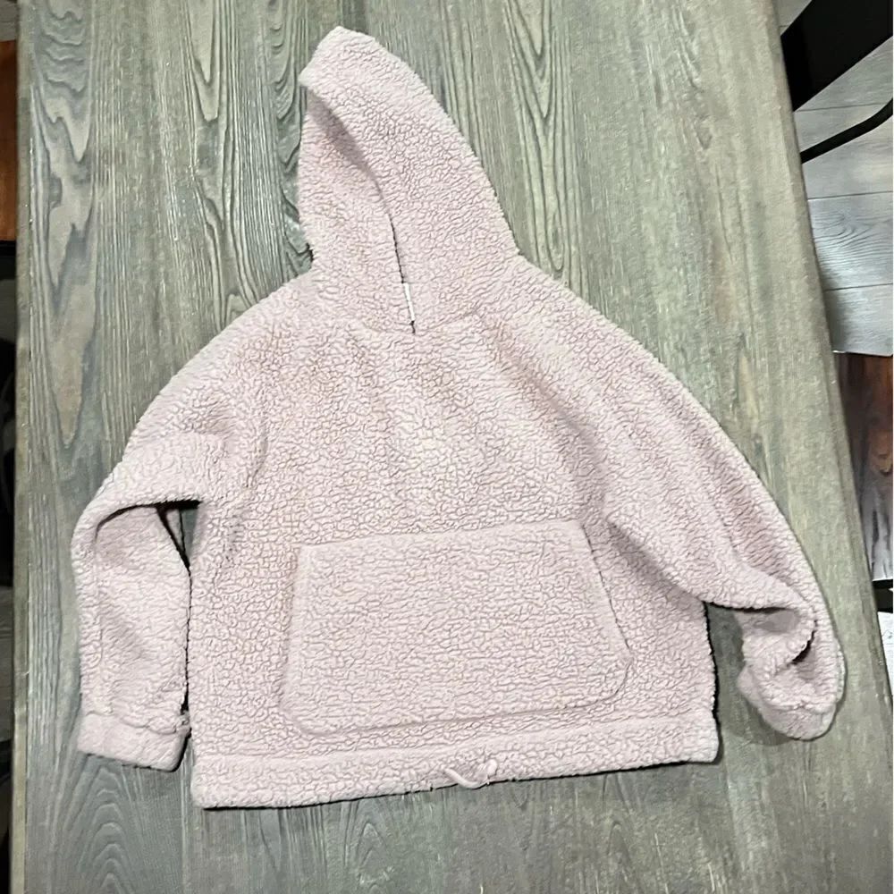 American Eagle Sherpa Hoodie Sweatshirt Long Sleeve Pullover Sherpa Blush Pink M